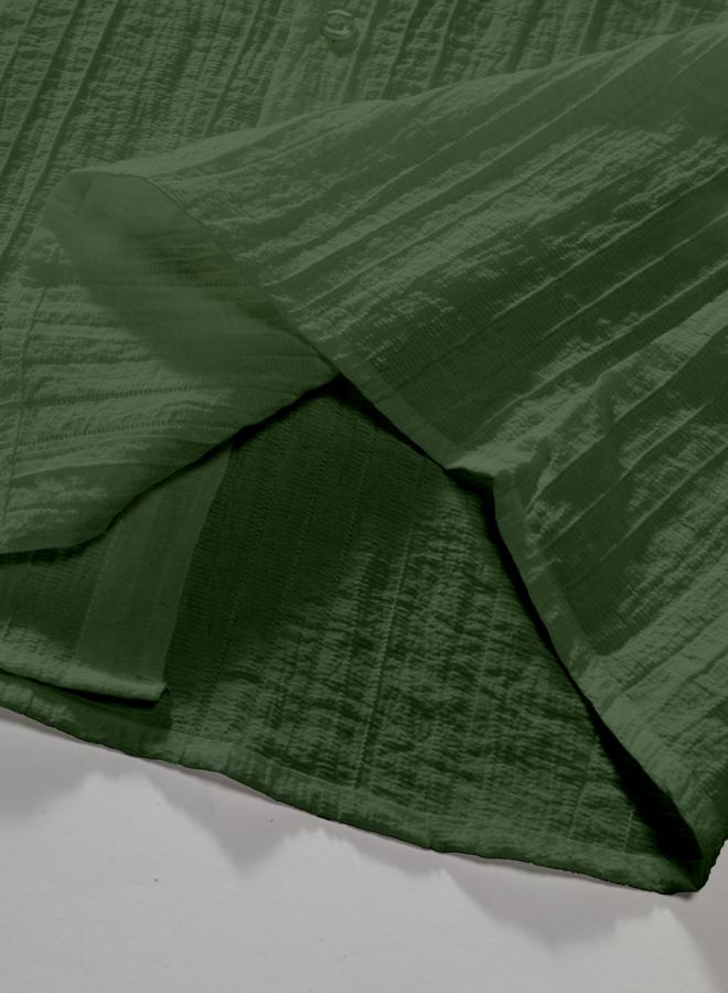 Take Two Men Green Textured Short Sleeve Shirt - Image 5